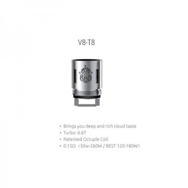 Smoktech TFV8 Clearomizer Replacement Coil Head 3pcs Turbo 6.6T