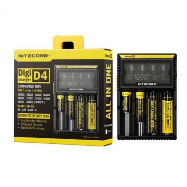 Nitecore D4 4-Slot Digital Battery Charger w/ LCD Display Screen