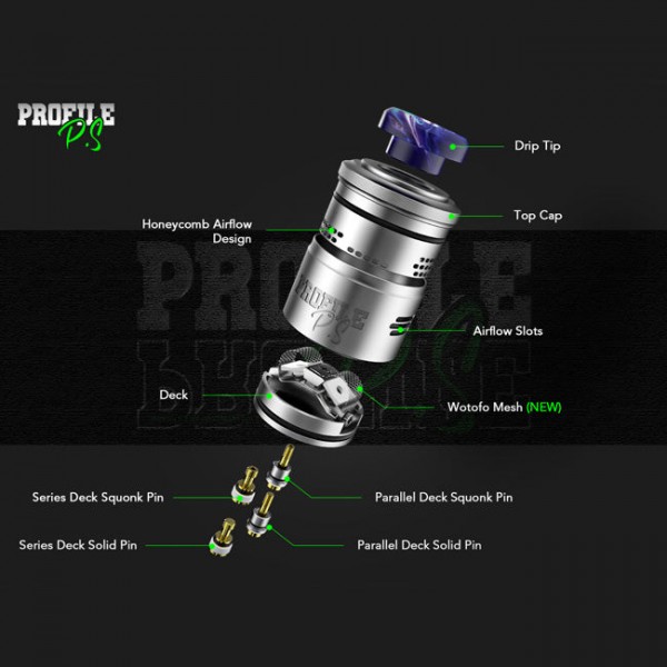 Wotofo Profile PS Dual Mesh RDA | Stainless Steel & German PEEK Insulator